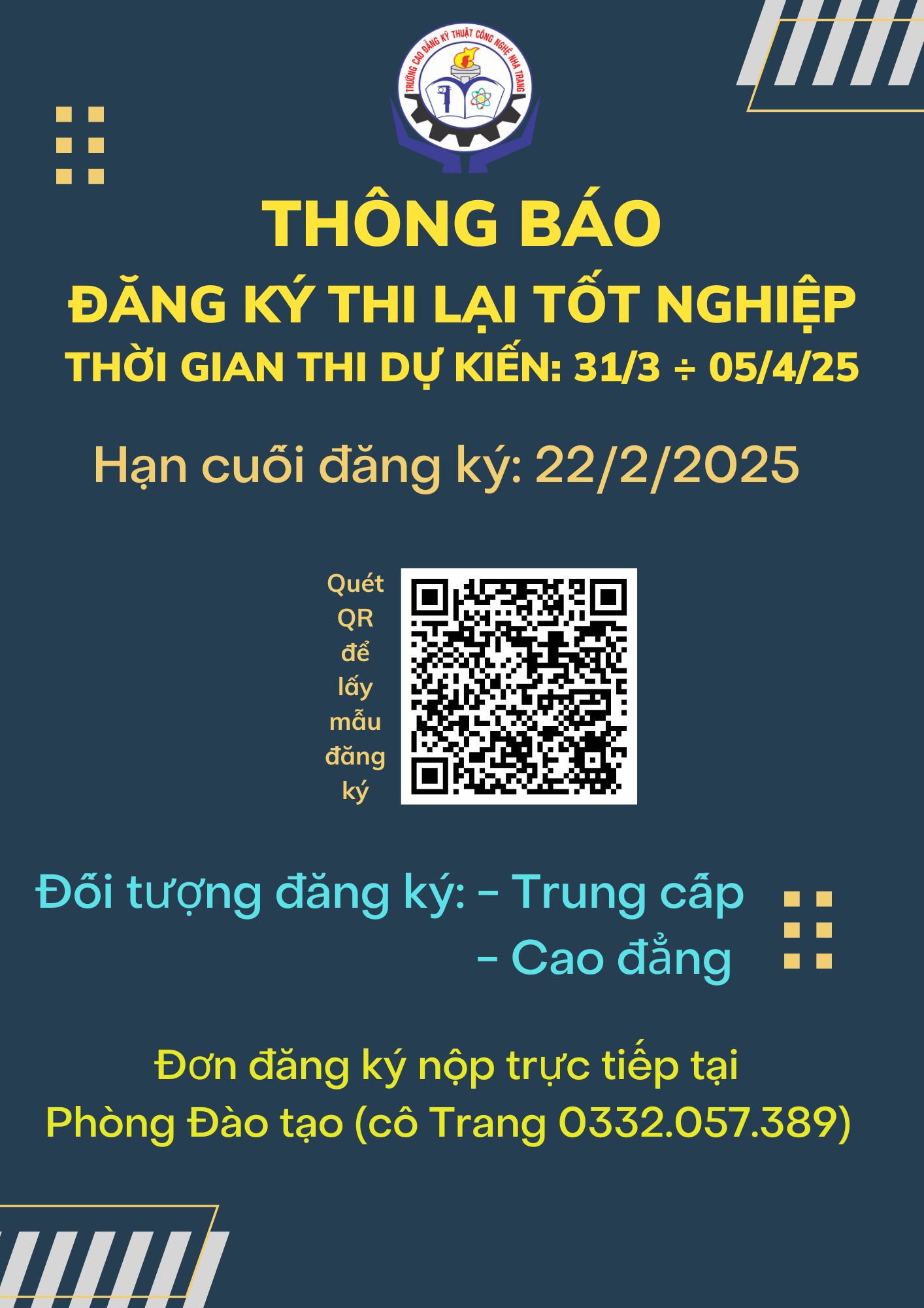 THÔNG BÁO THI LẠI TỐT NGHIỆP